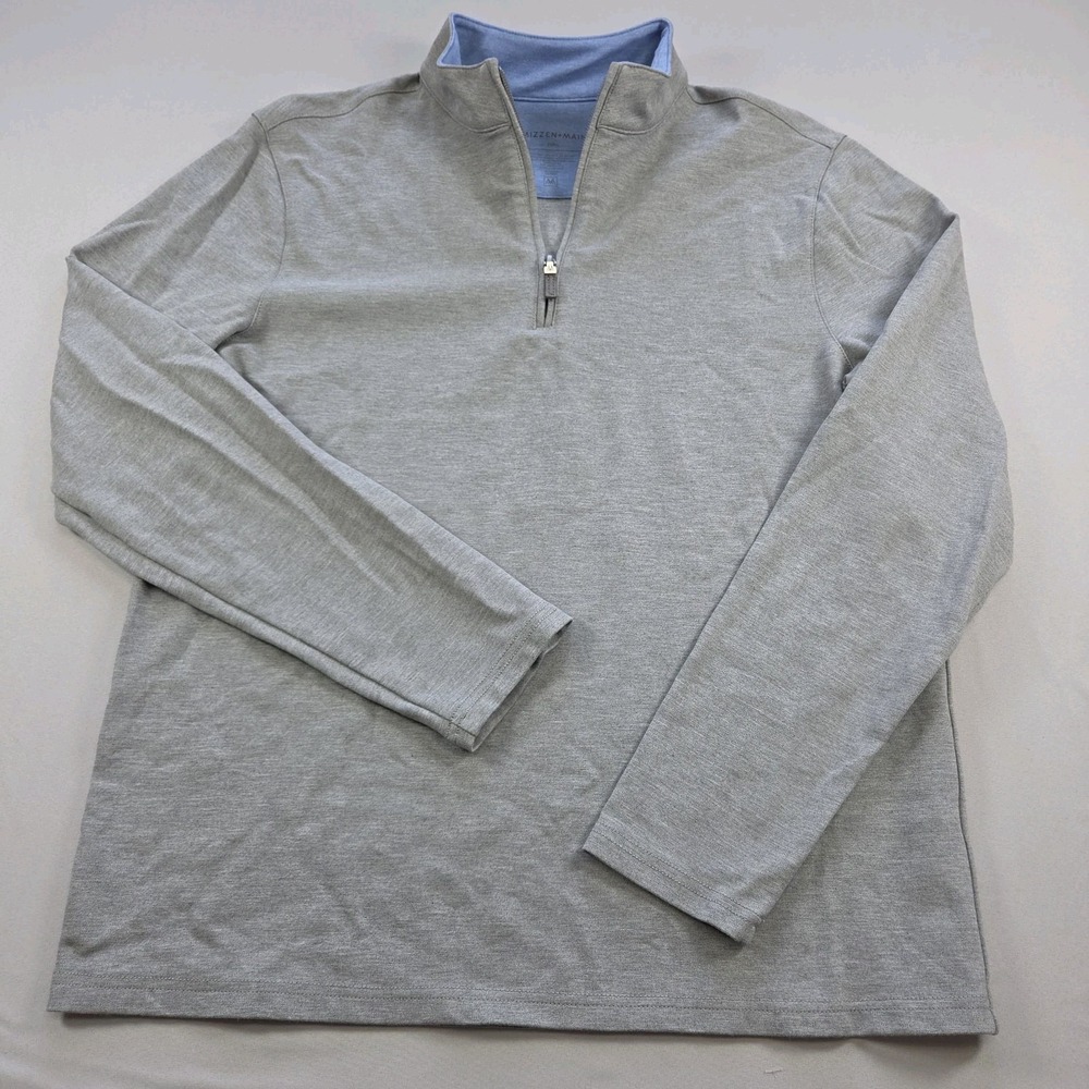 MIZZEN + MAIN Mens XL PULLOVER QUARTER ZIP GREY PERFORMANCE GOLF 1/4